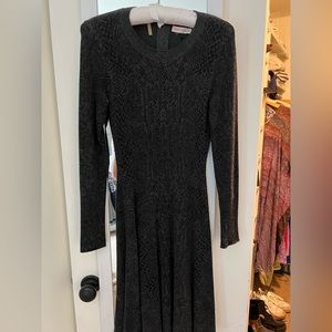 Gray python print long sleeve sweater dress